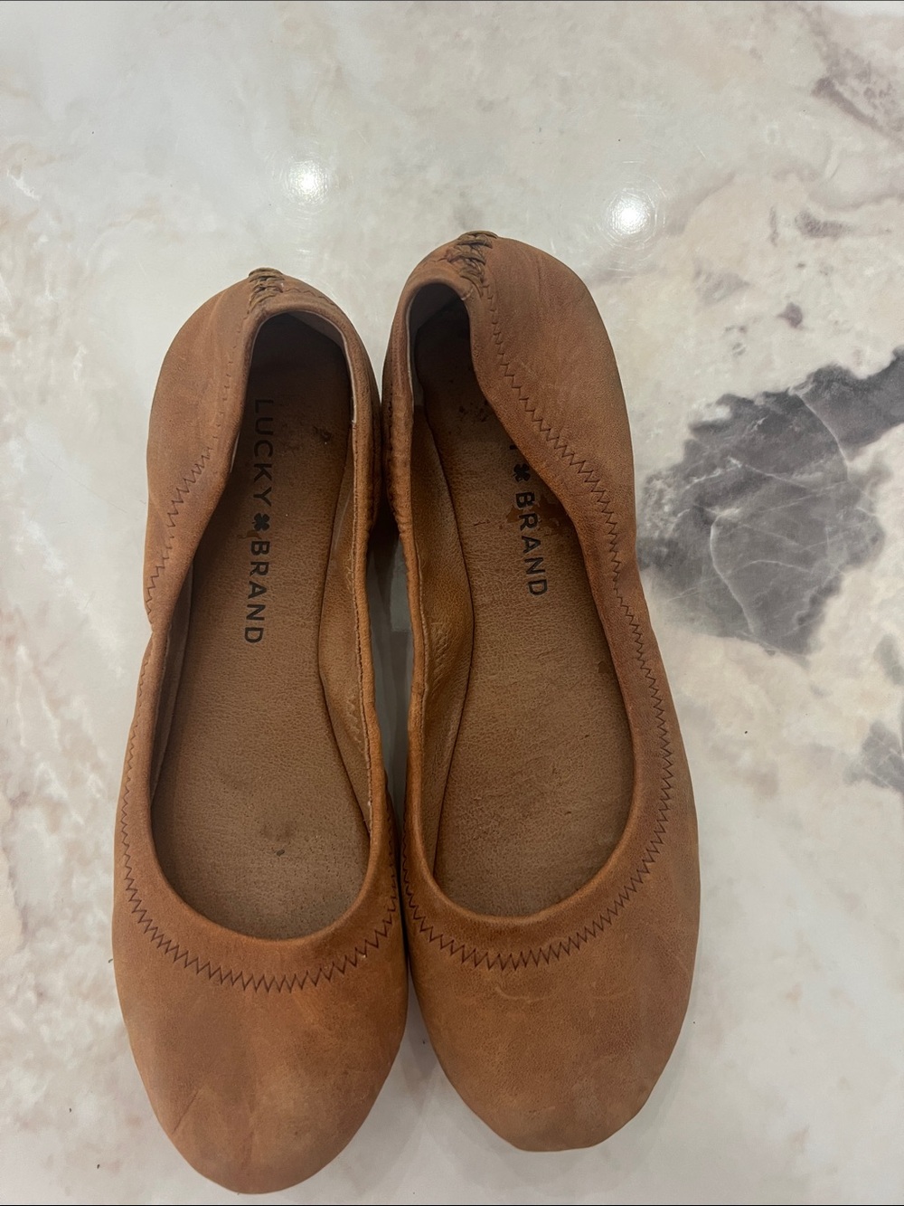 Lucky Brand Tan Leather Slip-On Ballet Flats